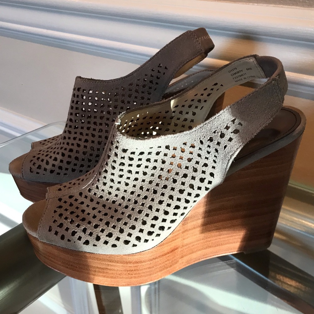 Coach suede open toe wedges size 6.5